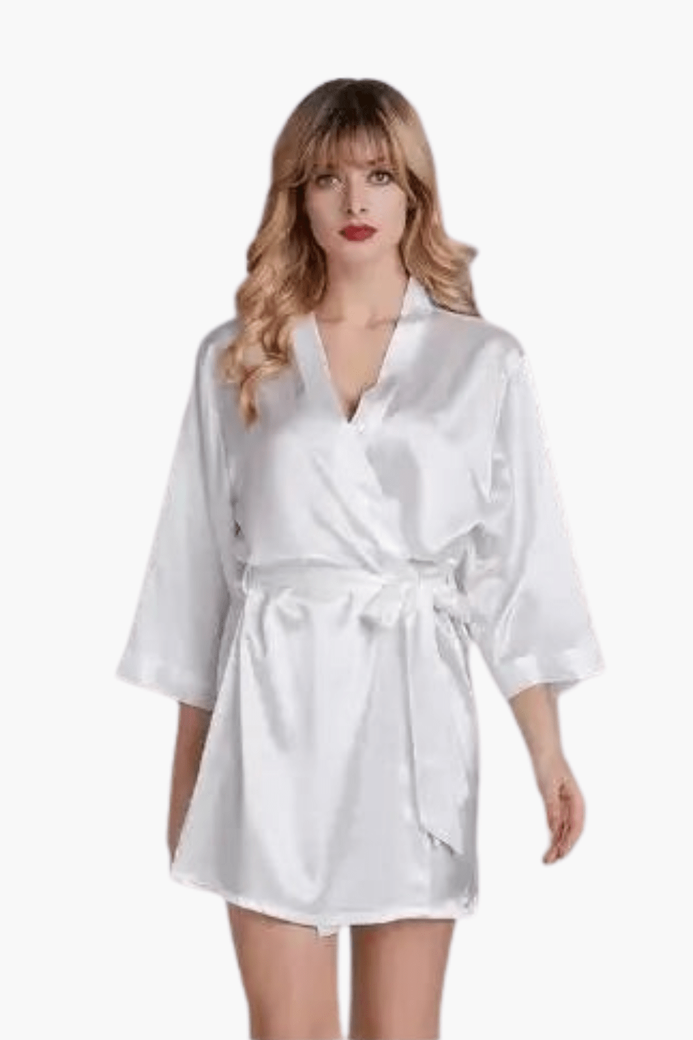 Kimono Femme | Déshabillé Soie Blanc / 4XL