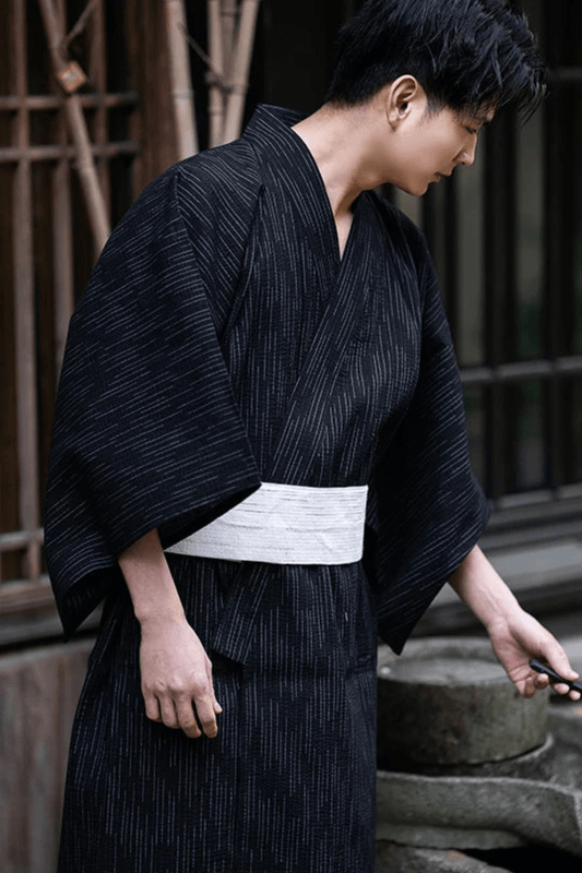 Kimono Homme | Japonais Traditionnel Noir / L