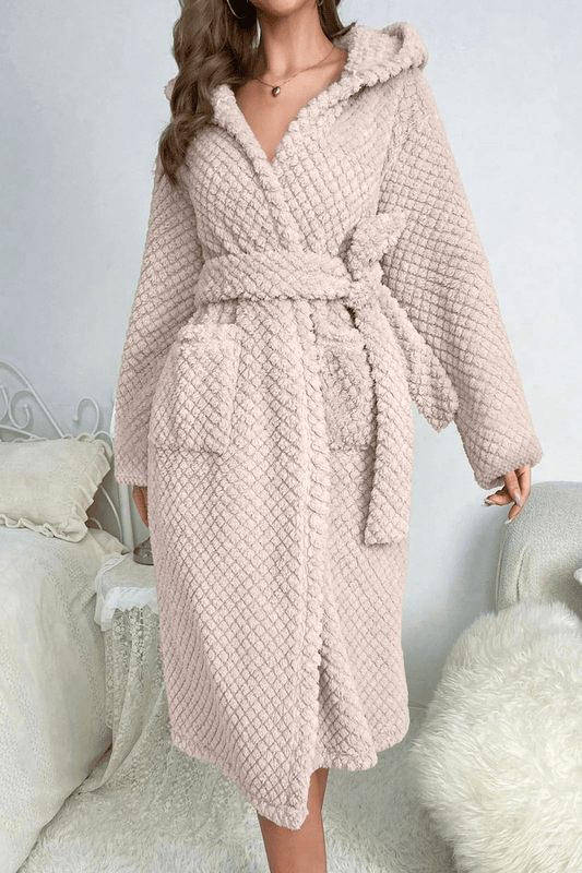 Peignoir Femme | Eponge à Capuche Beige / Taille unique